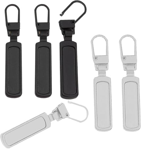 Visxcnu Cremallera de Repuesto Tirador 6Piezas Extraíbles Tirador Cremallera Universal de Metal Tirador de Cremallera Fijo Enganche Cremallera de Inicio Cremallera para Abrigo Chaquetas Bolsos Jeans