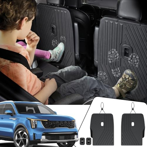 JOULARISE Backrest Mats Kick Mats for 2021-2024 2025 2026 Kia Sorento 6 Seats Captain Chairs Car Mat Accessories, All Weather TPE Seat Back Cover Protector(2nd Row Kick Mats 6 Seats)