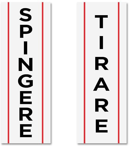 2 Adesivi con scritta SPINGERE e 2 TIRARE cm 15x5 | Targhette per Porte e Altro | In Vinile Adesivo Resistenti alle Intemperie | 4 Pezzi totali