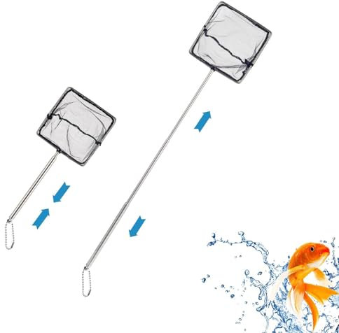Aquarium Shrimp Net,Retino per acquario con manico telescopico,Fish Tank Net Con Manico Estensibile In Acciaio Inossidabile Rete Morbida aMaglia Fine Per Gamberetti Rete Per Acquario ePiccoli Laghetti