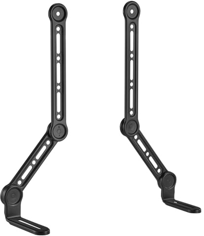 Maclean Supporto universale per soundbar fino a 15 kg | Supporto per altoparlanti per il montaggio sotto o sopra TV | Bracci regolabili, compatibile VESA (Diagonale schermo: max. 49)