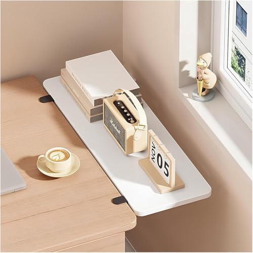 Escritorio flotante de pared plegable para espacios pequeños, bandeja extensora de escritorio plegable para oficina con abrazadera sin perforaciones, bandeja de teclado de computadora, tablero de