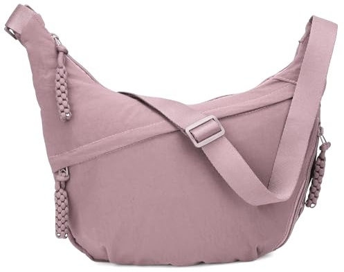 TIAASTAP Halbmond Umhängetasche Nylon Groß Halfmoon Crossbody Bag Women Slouchy Hobo Bauchtasche Crossbag Damen-Schultertaschen mit verstellbarer Schultergurt