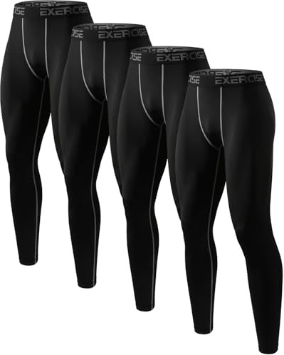 Orrfreer 4 Pack Men's Running Leggings Gym, Mens Compression Trousers- Compression Legging Men Cool Dry Sports Tights Base Layer Pants for Training Cycling Yoga Football 4 Black XL