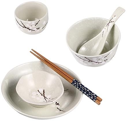 TIDTALEO Japanese Tableware for One Person Ceramic Household Kit Practical Design for Daily Use and Dining