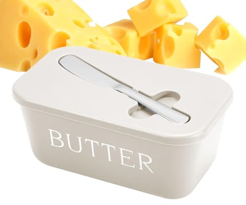 Djowyh Recipiente para Mantequilla | Tapa Hermética | Caja Estanco al Aire Para Queso con Cortador Para Cocina Hogar Acampada Granja