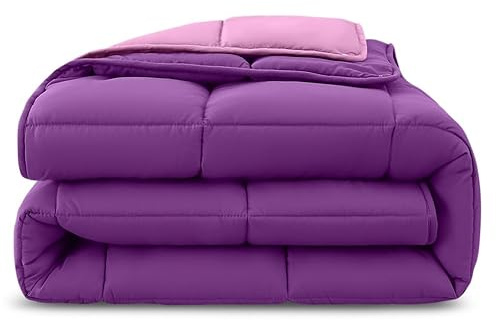 wometo 4-Jahreszeiten Steppbett Wende-Design ca. 155x220 cm (2 Bettdecken, 3-in-1) – lila & pink – warme Winterdecke + leichte Sommerdecke I farbig und ohne extra Bezug verwendbar I Oeko-TEX geprüft