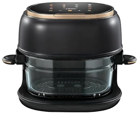 KiBcsLic Freidora de Aire Tapa Cristal 360° Visibilidad Control Táctil PP Multifunción Capacidad 4L Adecuada para Fiestas Cocina Hogar Comidas Rápidas Postres, Negro, tal como se describe