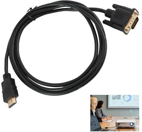Cyiamku 1080P HDMI till VGA hane-videokabel, HDMI (Källa) till VGA-adapter, enkelriktad adapter för dator, bärbar dator, projektor, bildskärm, HDTV, Xbox, PS3, Roku (1,8 m)