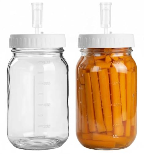 Ruikcoll Vetro per fermentazione, Set da 2 Pezzi con Tappo di Chiusura, 1000 ml, Vetro Trasparente, può Essere utilizzato per conservare Frutta e Verdura per la fermentazione, Contenitore Kimchi