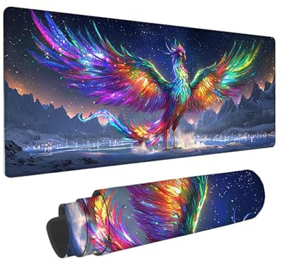 Tapis de Souris de Jeu, 800 x 300 mm XXL Tapis Souris Gaming Grand, Antidérapant Étanche, iExtended Long Clavier Mouse Pad, Accessoire Bureau, pour Gamer, Ordinateur, PC (Ciel étoilé Phoenix) i-827