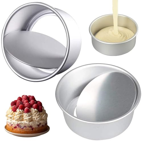 ruitao 2 Pack 9 Inch Cake Tin Non-Stick Deep Aluminum Round Cake Deep Baking Tin with Removable Bottom Cake Baking Pan Cake Mould Tin for Baking, Bakeware Wedding Birthday Christmas Party