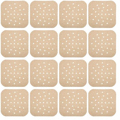 Garneck Papier Sulfurisé pour Friteuse à Air 16,5 X 16,5 Cm, 400 Feuilles Jetables en Silicone Alimentaire, Antiadhésif et Résistant la Chaleur, pour Cuisson sans Huile la