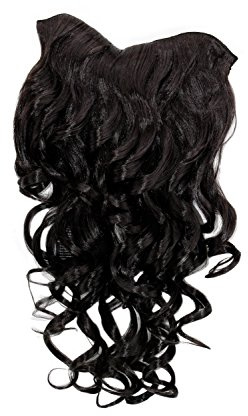 WIG ME UP - H9503-3 Clip-in Haarteil mit 7 Klammern, 3/4 Perücke Dunkelbraun 50 cm lockig Haarverlängerung Wig