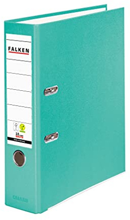 Original Falken PP-Color plastmapp. Made in Germany. 8 cm bred DIN A4 pastellfärgad turkos ringbindare vegansk mapp bokstavsmapp brevmapp kontorsmapp plastmapp slitsad mapp