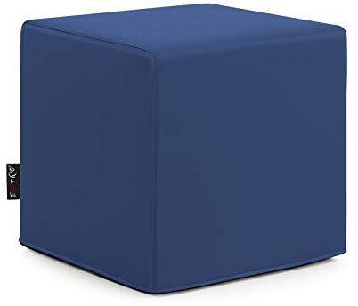 CUBO POUF ECOPELLE BLU 45X45 H.45 SFODERABILE INTERNO IN POLIURETANO DA SEDUTA CUCITURE RIBATTUTE PER MAGGIORE TENUTA