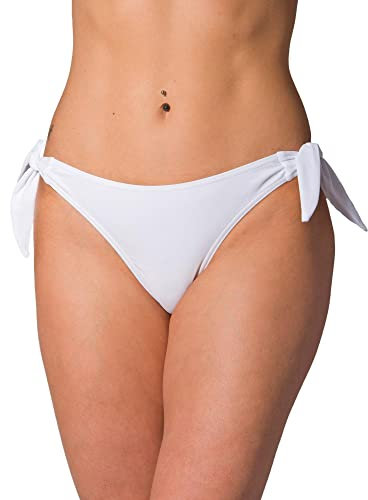 Aquarti Slip Bikini Brasiliano da Donna, Bianco, 42