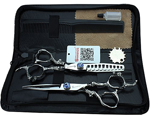 SHARONDS Forbici per capelli professionali da 6 pollici Forbici da parrucchiere personalizzate in zaffiro Forbici da parrucchiere in acciaio inossidabile con tasso di diradamento del 40-45%