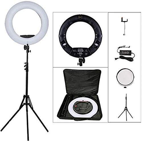 Yidoblo Affichage Numérique LED Caméra Photo Lumière Vidéo Eclairage Kit : 18 Pouces Extérieur 48W 3200K-5500K Réglable LED Lumière Anneau, Trépied d'Eclairage pour Smartphone, Youtube