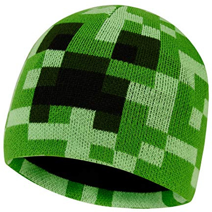 Minecraft Gorros Invierno, Sombrero Pescador o Set Gorro y Guantes con o sin Braga Cuello, Accesorios de Invierno, 6-14 Años (6-14 Años, Verde Sombrero)