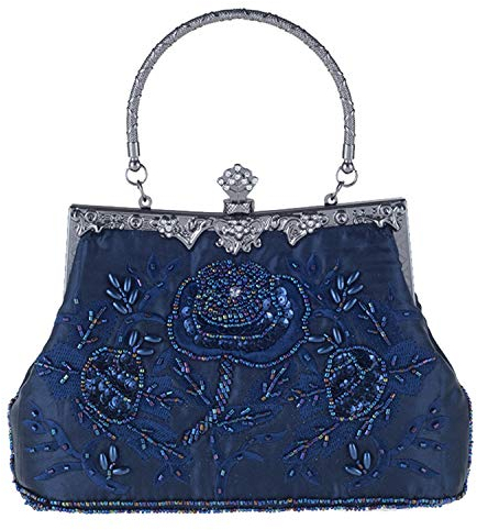 Jywmsc Damen Vintage Floral handgemachte Seed Bead Pailletten Clutch Geldbörse Hochzeit Abendtasche Party Prom Handtasche