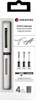 Sheaffer Kalligraphie Füller Set Mini (Federstärke M, B und F, inkl. Patronen) weiß