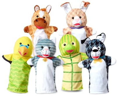 Melissa & Doug Tierfreunde-Handpuppen, 6er-Set (Katze, Hund, Pferd, Papagei, Schildkröte, Hase, Pferd)