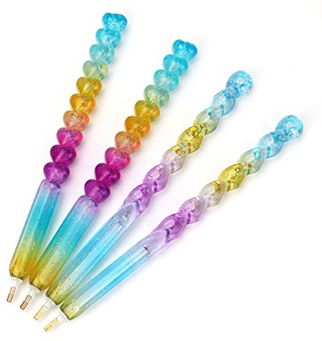 MWOOT 4 Stück DIY Diamant Malerei Stifte,5D Diamond Pasted Painting Point Drill Pen,Diamant Painting Stickerei Kreuzstich Zubehör Werkzeug für DIY Kunst