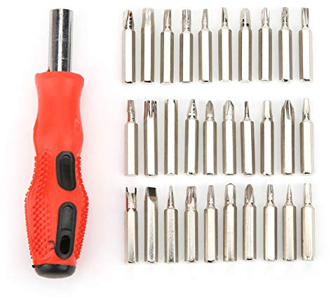 Jeu de tournevis de précision 31 en 1, outils à main portables Phillips en acier 45# - Plat - Torx Star - Hex - Trangle - Embouts de tournevis magnétique à tête en U avec boîte de rangement en plasti