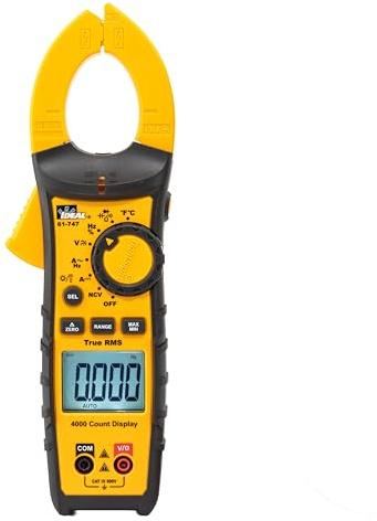 IDEAL Electrical 61-747 TightSight 400 Amp 600-Volt Digital Truerms AC/DC Clamp Meter, CAT III 600V, Dual Backlit Displays, Flashlight, NCV 40–600V, Temp, Continuity, Capacitance, Diodes, Probe Holder