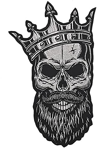 Große Krone Totenkopf bestickte Flicken zum Aufbügeln auf Motorrad-Rennjacke Backpatches