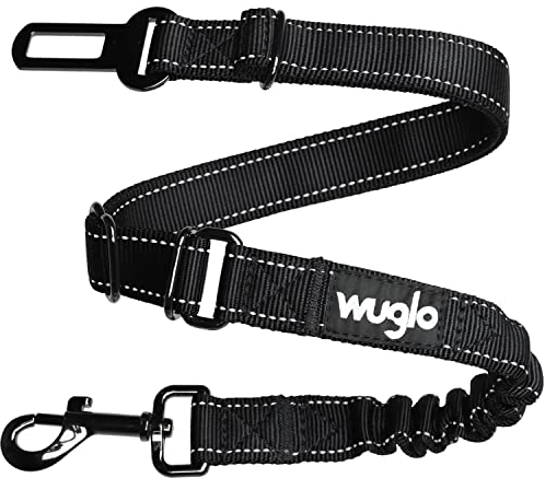 38-95cm Wuglo Hundegurt fürs Auto - Hunde Anschnallgurt mit elastischem Gurt - Haltbarer & sicherer Auto Sicherheitsgurt Clip - Universal-Hundeanschnaller (Schwarz)