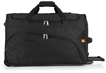 Gabol - Bolso de Viaje con Ruedas Week Eco 60x36x30cm y Capacidad 65L - Interior Forrado con Compartimentos - con Asa de Mano - Diseño Español en Poliéster Reciclado RPET - Negro