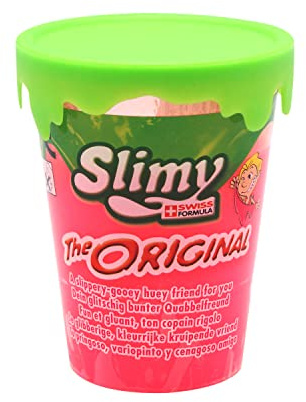 SLIMY Original Becher 80g Pink - Original Slimy Slime, der Klassiker unter den Spielmassen, natürlich sicherer Schleim Spielspaß für Kinder, elastische Spielknete (Spielzeug ab 3 Jahre)