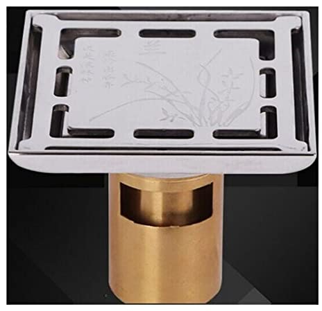 Desagüe de Piso Acero Inoxidable 10 cm Drenaje Cuadrado Drenaje Grueso Flower Cocina Balcón de baño Balcón de Arte de Estilo Chino Residuos de Piso (Color : B-LAN)