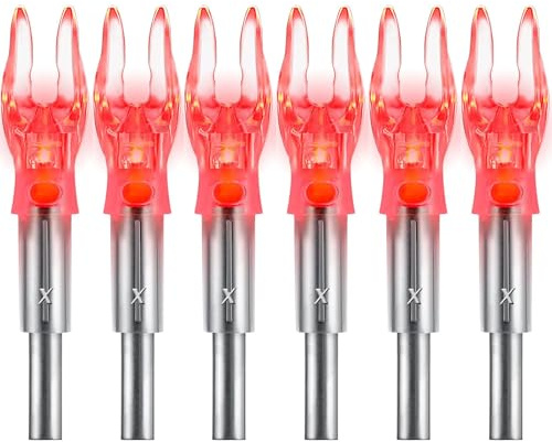 KEAUP Lighted Nocks X/5.2mm 6 PCS LED Arrow Nock Universal for Arrows with .204 .233 .244 .246 Inside Diameter, Screwdriver Included