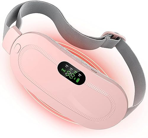 FONPOO Elektrische Perioden Wärmegürtel, 2500 mAh Powerbank Wärmegürtel Perioden, 3 Temperatur- und 4 Massagemodi, Wiederaufladbarer USB Periode Gürtel für Rückenschmerzen, Krämpfe, Beine