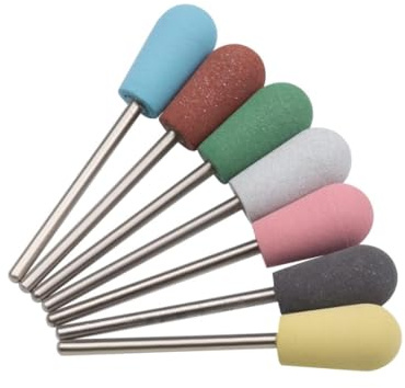 Natury Nails Fresas de Silicona para Torno de Uñas. Set 7 pcs. Pulidora Abrillantadora uñas y talones. Granos desde 150 a 800