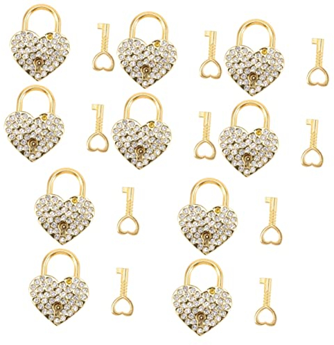 DOITOOL 10stücke Herzförmige Metallvorhängeschlösser Mit Strasssteinen Und Schlüsseln Dekorative Für Schmuckkästchen Tagebuch Gepäck Liebesschloss