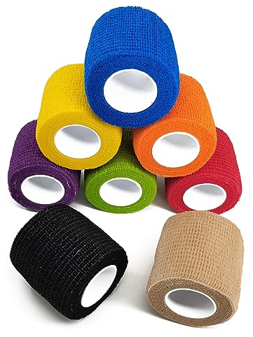 8 Rollen Farb Selbsthaftende Bandage Tape Sport Haftbandage Verband Pflasterverband Fixierbinde Elastische Selbstklebender Für Finger Handgelenk und Sprunggelenk 5cm X 4.5m (Colour)