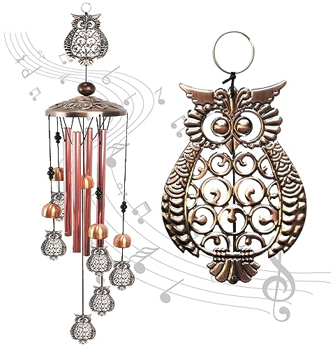 Tubi di Alluminio Gufo Campane a Vento per Esterno, Wind Chimes, Ciondolo con Campanello a Vento, Campanelli Eolici per Decorazioni Giardino, Campanelli Eolici in Metallo Scacciapensieri