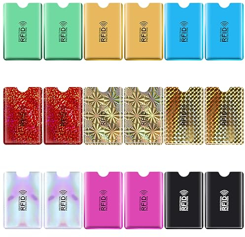 Molain Bunter RFID Kartenhalter, RFID blockierende Hüllen Kreditkartenhüllen Set RFID Ausweisschutz für Damen und Herren (18 Stück)