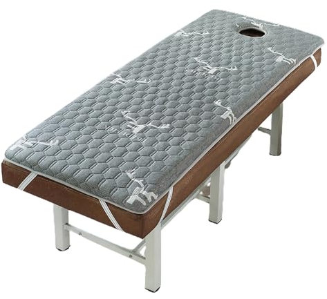 CRLED rutschfeste Matratzenauflage Aus Memory-Schaum Für Massagetisch,3/4/5/6cm Spa-Bett-Massageauflage,Quadratisches/Rundes/Trapezförmiges Kopf Wimpernbettkissen,Mit Atemloch,4cm/1.6in,S 80x190cm
