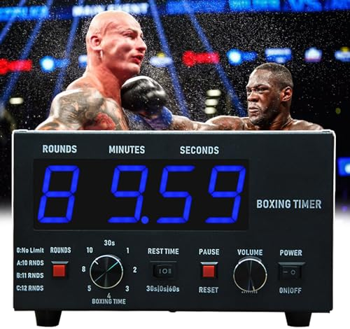 CBLdF Professioneller Box-Intervall-Timer, Fitnessstudio-Timer mit LED-Anzeige, 30S-10min Training und 0/30/60S Ruhezeit, Lautstärke einstellbar, für Muay Thai/MMA/Kickboxen,Blue