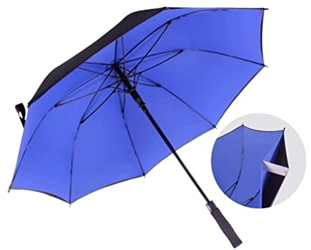DEEDAV Golfschirme Golfschirm Uv. Schutz Automatischer offener doppelter Baldachin entlüfteter Sonnenregen-Regenschirm wasserdichte Stockschirme Familien Regenschirm (Color : Blue, Size : 85cm)