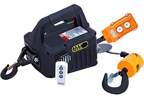 3 En 1 Cabrestante Eléctrico,Elevador De Grúa Elevación Eléctrica Portátil Con Control Remoto Inalámbrico Y Con Cable Capacidad 500Kg/1102Lb Bloque De Tracción Manual De Cabrestante Eléctrico,Black