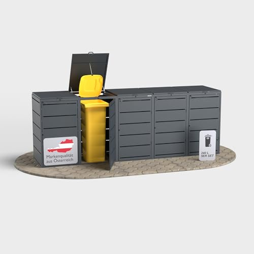Dagobert Mülltonnenboxen für 240 Liter Mülltonne stabile Mülltonnenbox 5er | Verzinkter Stahl, Robuste Mülltonnenverkleidung, Verwendbar als Paketbox, Mülltonnen Unterstand
