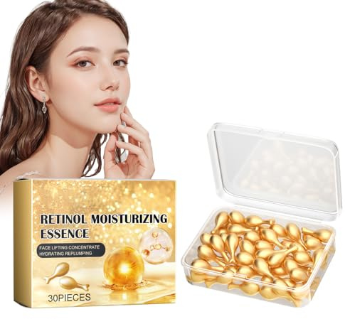Retinol Capsules Night Serum, 30 Stück Skin Care Soft Capsule Essence Straffende Feuchtigkeitspflege Kapseln Retinol-Serum Für Gesicht Anti-Aging-Gesichtsserum Kapseln Zur Faltenreduzierung,Aufhellung
