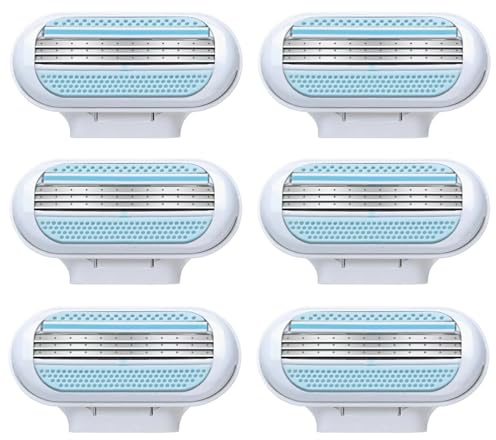 CPJJ 6er-Set Rasierklingen Damen, Damenrasierer Intimbereich,Nachfüllpack für Damenrasierer 3-Klingen-Rasierer von Schutzkissen Umgebener Klinge Hautfreundliche Rasierklingen