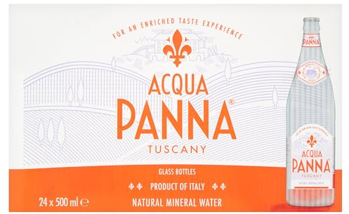 Acqua Panna Still Natural Mineral Water Glass Bottles – 500ml (Pack of 24)